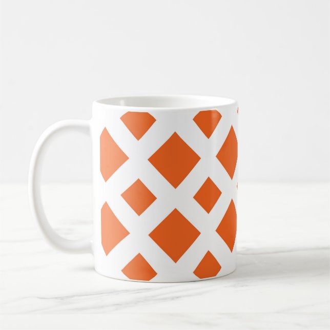 Orange Diamonds on White Coffee Mug (Left)