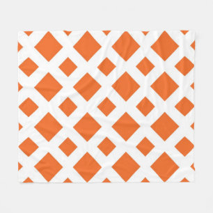 Orange Diamonds on White Fleece Blanket