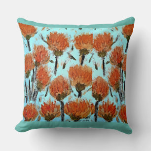 Orange Dianthus caryophyllus Throw Cushion