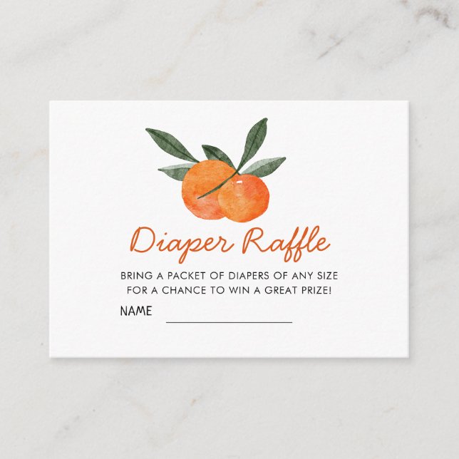 Orange Diaper Raffle Baby Shower Enclosure Card (Front)