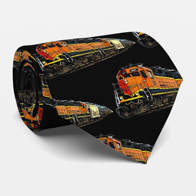 Orange Diesel Locomotive Train Engine  Tie (Rolled)