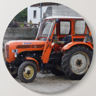 Orange Diesel Tractor Steyr KL II 6 Cm Round Badge
