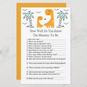 Orange Dino How well do you know baby shower game