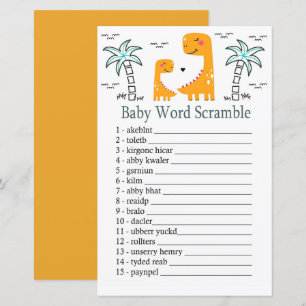 Orange Dinosaur Baby word scramble game