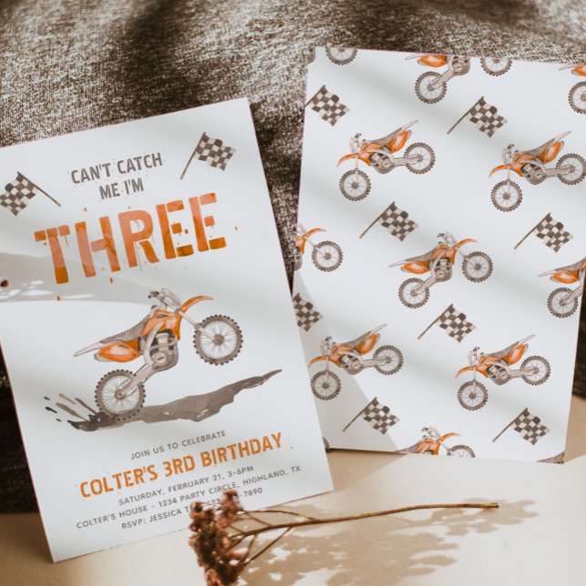 Orange Dirt Bike Birthday Invitation (Creator Uploaded)