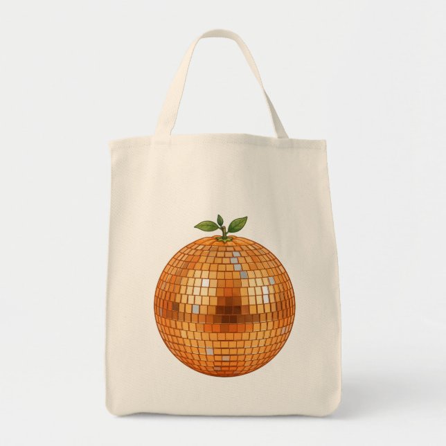 Orange Disco Ball Tote Bag (Front)