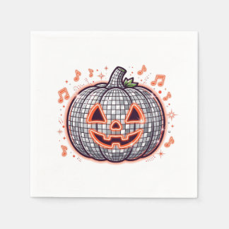 Orange Disco Pumpkin Halloween Paper Napkins