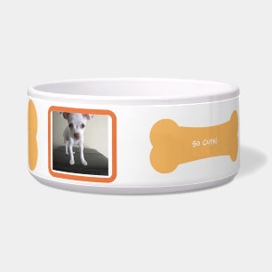 Orange Dog Bone Photo Personalised Pet Bowl