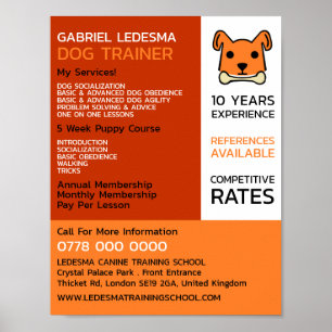 Orange Dog, Dog Trainer Advertising Poster