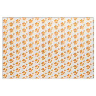 orange dog paw print pattern fabric