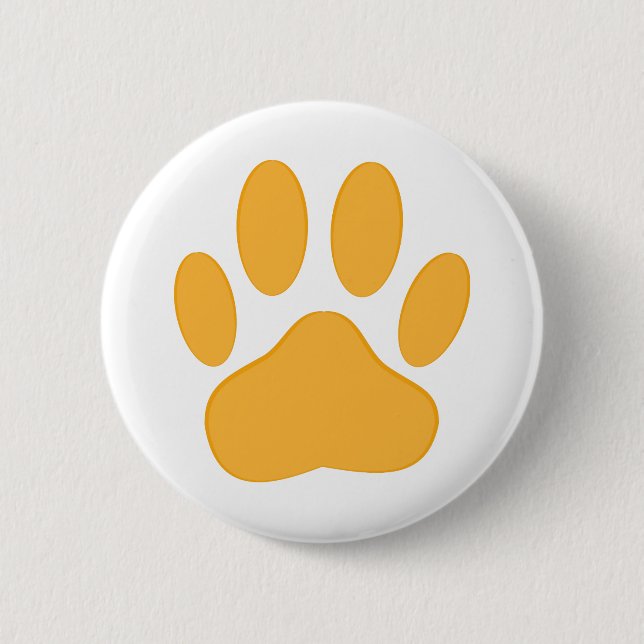 Orange Dog Pawprint 6 Cm Round Badge (Front)