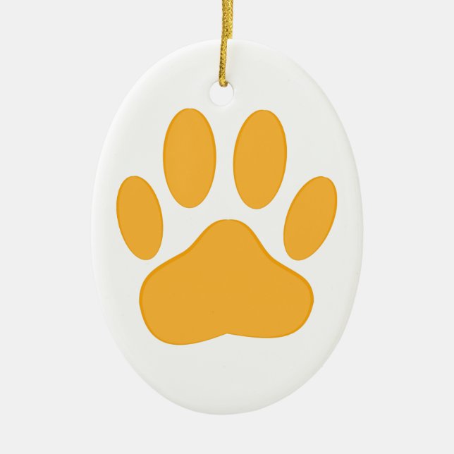 Orange Dog Pawprint Ceramic Tree Decoration (Front)