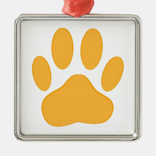 Orange Dog Pawprint Metal Ornament