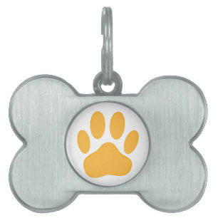 Orange Dog Pawprint Pet ID Tag