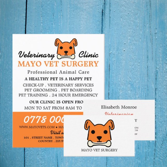 Orange Dog, Veterinarian, Veterinary Service Business Card (Creator Uploaded)