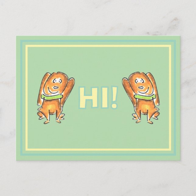 Orange Dog With A Green Collar Cartoon Postcard (Front)