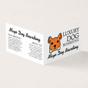 Orange Dog with Bone, Dog Boarding Detailed Business Card