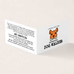 Orange Dog with Bone, Dog Walker Detailed Business Card