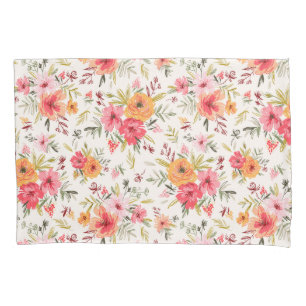 Orange Doodle Garden Flower Pattern Pillowcase
