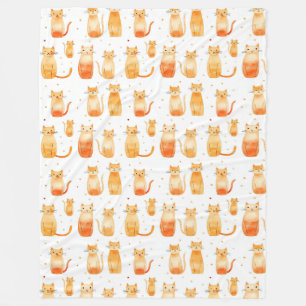 Orange Dots and Cats Christmas Fleece Blanket