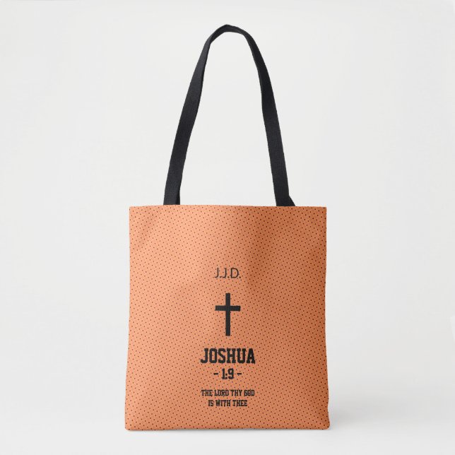 Orange Dots Pattern Bible Chapter Verse Christian Tote Bag (Front)