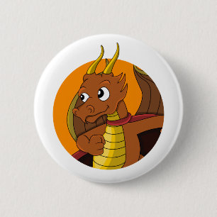 Orange dragon cartoon 6 cm round badge