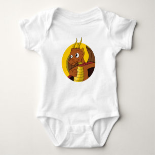 Orange dragon cartoon baby bodysuit