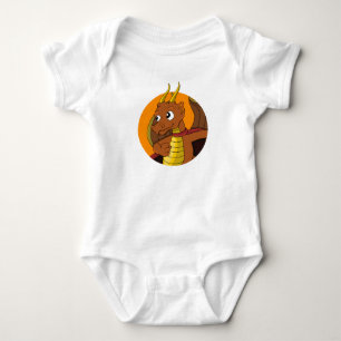 Orange dragon cartoon baby bodysuit