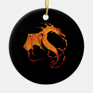 Orange Dragon Ceramic Tree Decoration