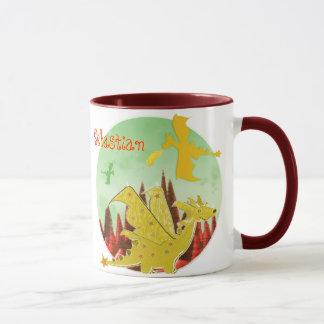 Orange Dragon Mug customisable Name Sebastian