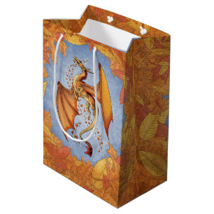 Orange Dragon of Autumn Fantasy Art Medium Gift Bag