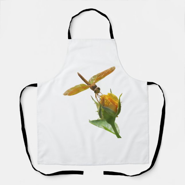 Orange Dragonfly on Yellow Rosebud Apron (Front)