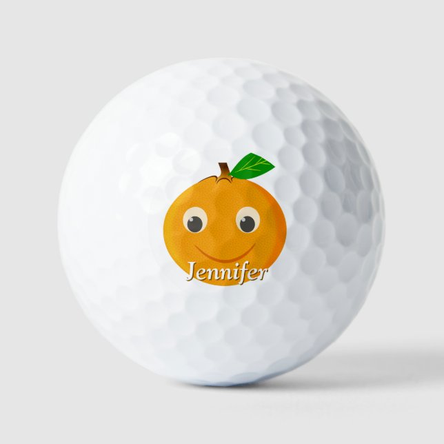 Orange Drawing Custom Name Golf Balls (Front)