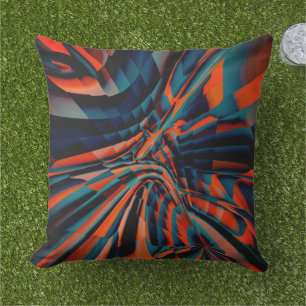 Orange drawing of squares aligned on twisted base cushion