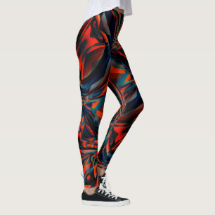 Orange drawing of squares aligned on twisted base  leggings
