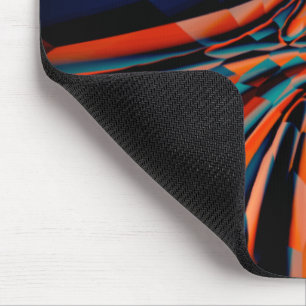 Orange drawing of squares aligned on twisted base  mouse pad