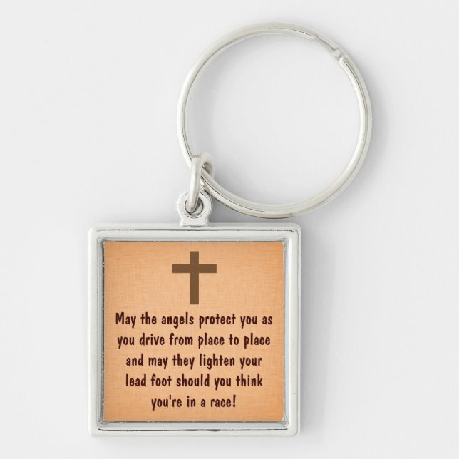 Orange Driver's Prayer Blessing Keychain (Front)