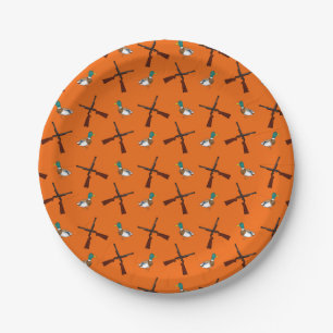 Orange duck hunting pattern paper plate