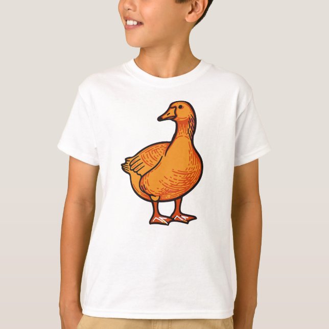Orange Duck Kids T-Shirt – Cute and Playful Animal (Front)