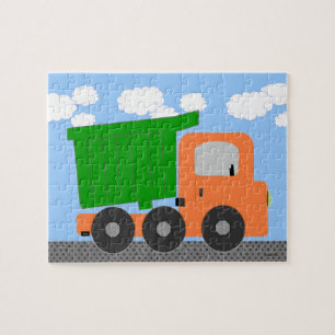 Orange Dumb Truck Digital Art Jigsaw Puzzle