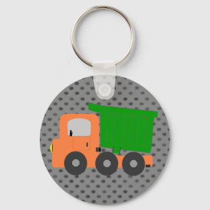 Orange Dump Truck Key Ring
