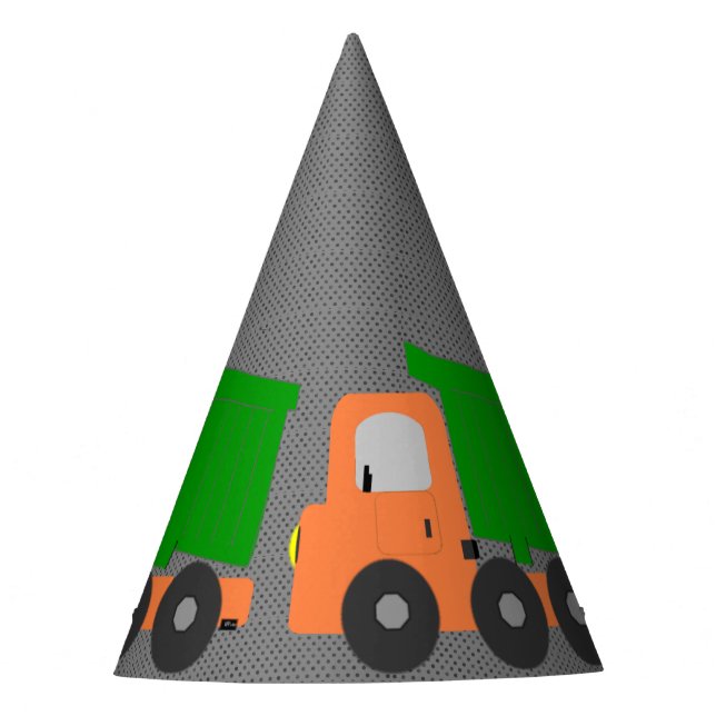 Orange Dump Truck Party Hat (Front)