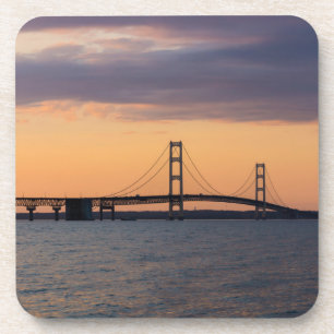 Orange Dusk Mackinac Bridge Coaster