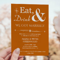 Orange Eat Drink We Got Married Elopement Party