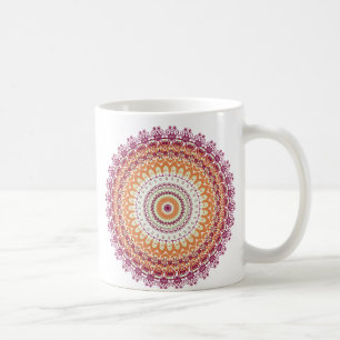 Orange Elegance Mandala Kaleidoscope Coffee Mug