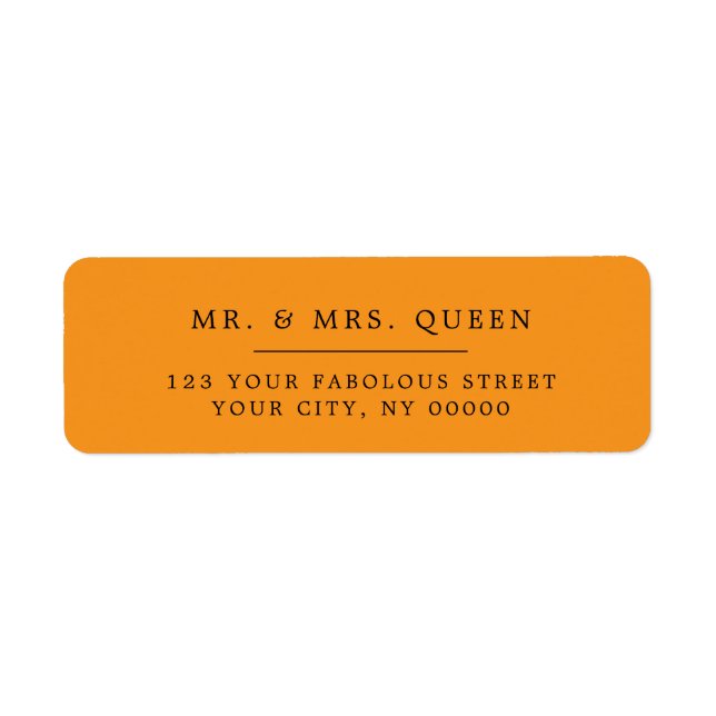 Orange Elegant Classic Simple Return Address Label (Front)