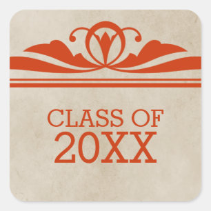 Orange Elegant Deco Graduation Stickers