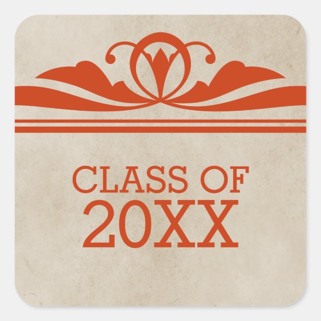 Orange Elegant Deco Graduation Stickers (Front)