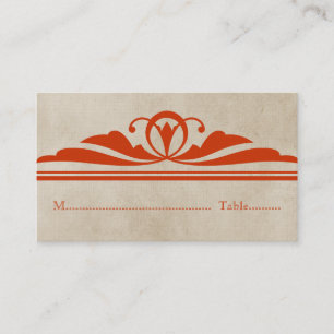 Orange Elegant Deco Place Card