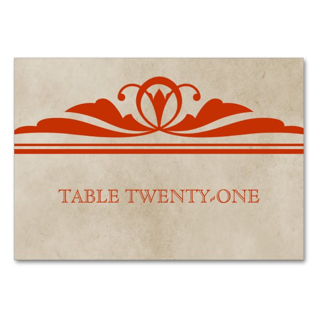 Orange Elegant Deco Table Card (Front)